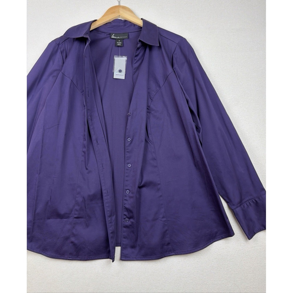 Lane Bryant Button Up Collared Shirt Blouse Size 20 Purple NWT Office Career New - Picture 2 of 15